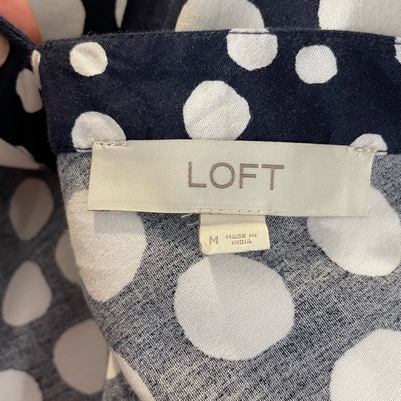 NWOT Loft Peasant Maxi Dress - Navy with White Polka Dots - Picture 5 of 8